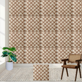 Rustic Farmhouse Brown och White Checkered Tile Kakelplatta