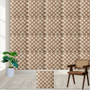 Rustic Farmhouse Brown och White Checkered Tile Kakelplatta