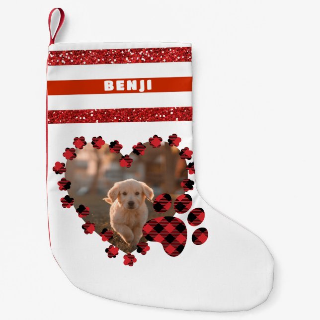 Rustic Farmhouse Buffalo Play Hund Cat Pet Family Liten Julstrumpa (Framsidan)
