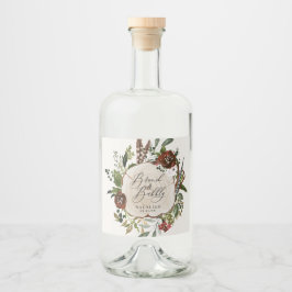 Rustic farmhouse burgundy botanisk möhippa spritflaskor etikett