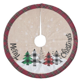 Rustic Farmhouse Burlap Buffalo Play jul Julgransmatta Fleece