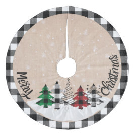 Rustic Farmhouse Burlap Buffalo Play jul Julgransmatta Fleece