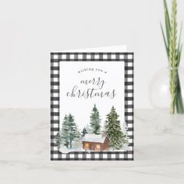 Rustic Farmhouse Cabin Black White-kontroll jul Helgkort