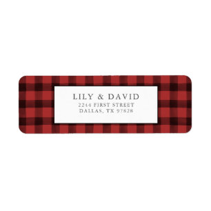 Rustic Farmhouse Cabin Red Black Check Play Returadress Etikett