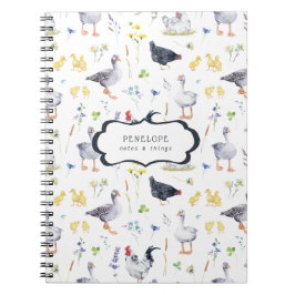 Rustic Farmhouse Chickens | Monogram bärbar dator Anteckningsbok