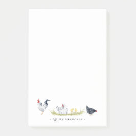 Rustic Farmhouse Chickens | Monogram Stationär Post-it Block