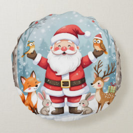 Rustic Farmhouse Christmas Round Pillow Rund Kudde
