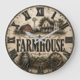Rustic Farmhouse Country Barn Vintage Farmhouse Stor Klocka