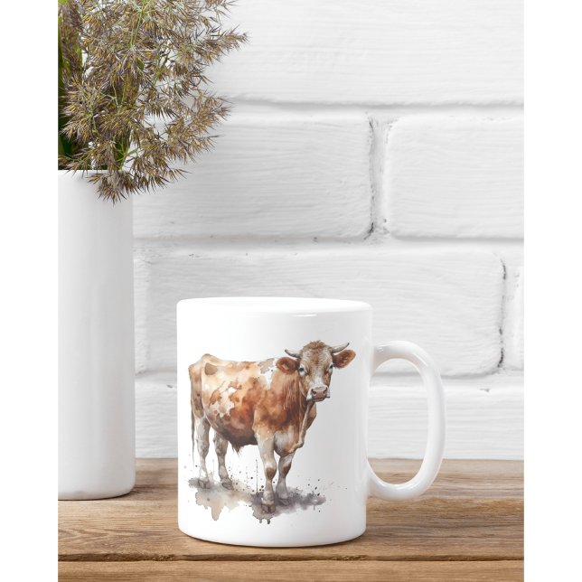 Rustic Farmhouse Cow Porträtt Kaffemugg (Skapare uppladdad)