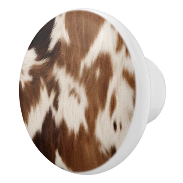 Rustic Farmhouse Cowboy Western Land Cowhide Knopp (Höger)