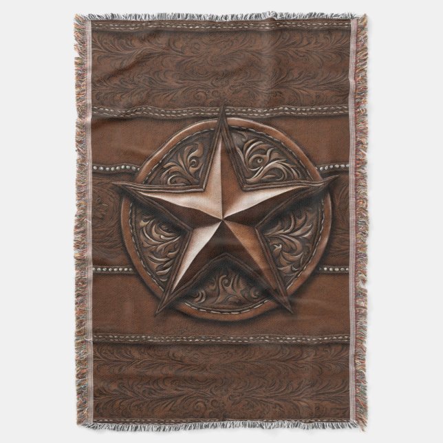 Rustic Farmhouse Cowboy Westerna Land Texas Star Filt (Framsidan Vertikal)
