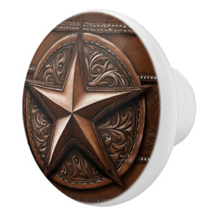 Rustic Farmhouse Cowboy Westerna Land Texas Star Knopp