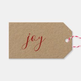 Rustic Farmhouse Craft Papper Joy Script-jul Presentetikett