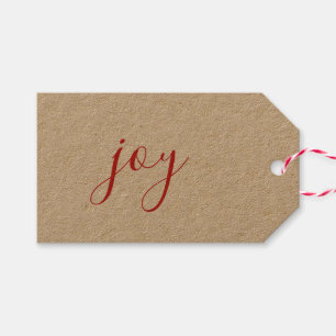Rustic Farmhouse Craft Papper Joy Script-jul Presentetikett