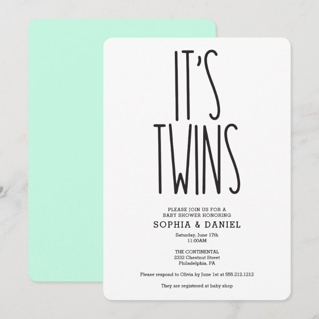 Rustic Farmhouse Det är Twillingar Baby Shower Inb Inbjudningar (Fram/baksida)