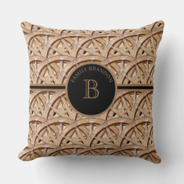 Rustic Farmhouse Elegant Monogram Cute Family Namn Kudde