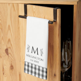 Rustic Farmhouse Family Namn Monogram Kökshandduk