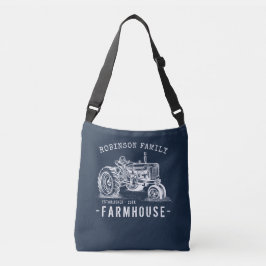Rustic Farmhouse Family Namn Vintage Tractor Axelväska