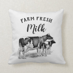 Rustic Farmhouse Farm Fresh Mjölk Cow Calf Kudde