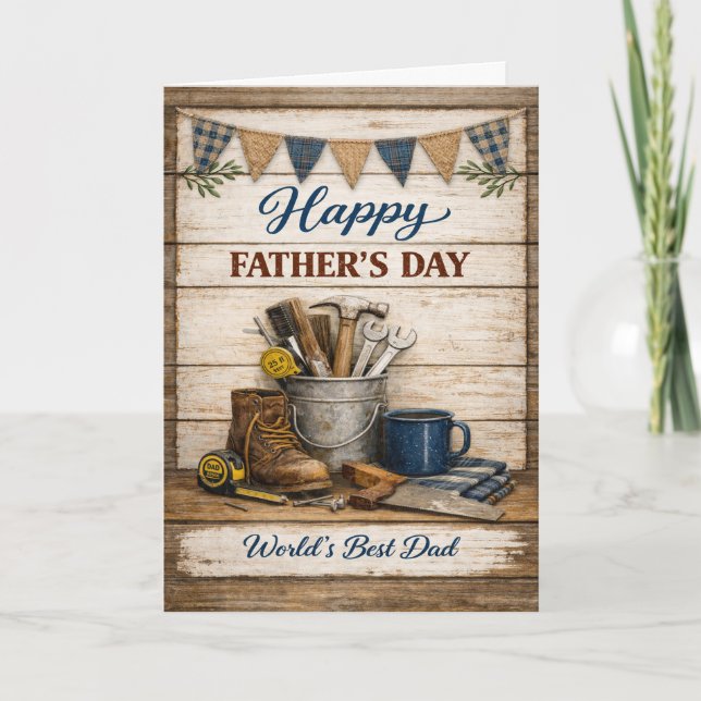 Rustic Farmhouse Fathers Day Helgkort (Framsida)