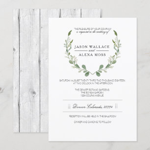 Rustic Farmhouse Greenery ELEGANT BRÖLLOP Inbjudningar