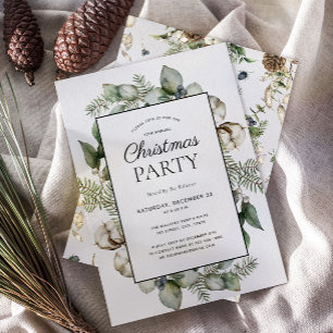 Rustic Farmhouse Greenery jul Party Inbjudningar