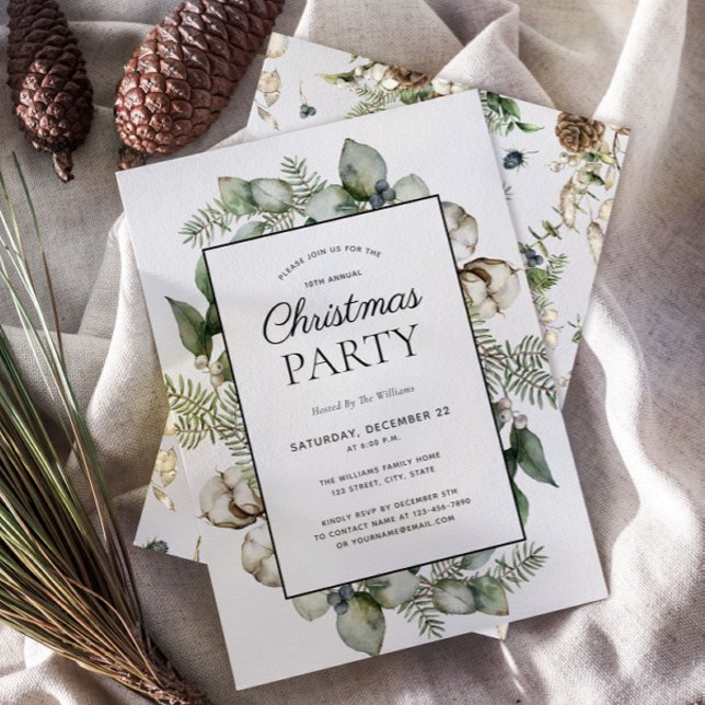 Rustic Farmhouse Greenery jul Party Inbjudningar (Skapare uppladdad)