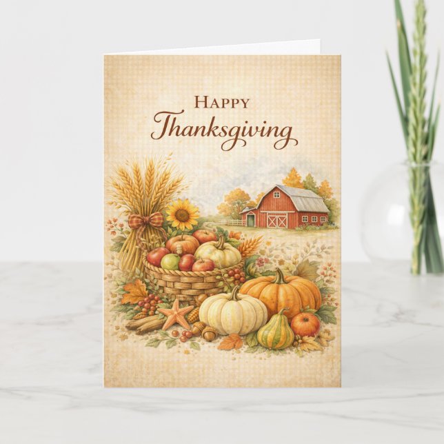 Rustic Farmhouse Happy Thanksgiving Harvest  Kort (Framsida)