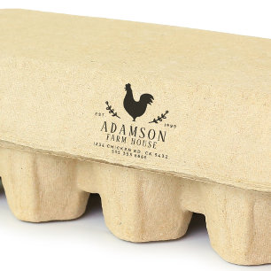 Rustic Farmhouse Hen Egg Carton Självfärgande Stämpel