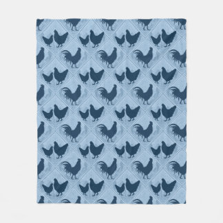 Rustic Farmhouse Hen Pattern – In Blue Fleecefilt