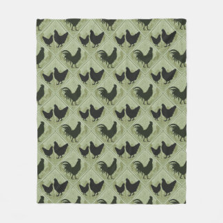 Rustic Farmhouse Hen Pattern – In Green Fleecefilt
