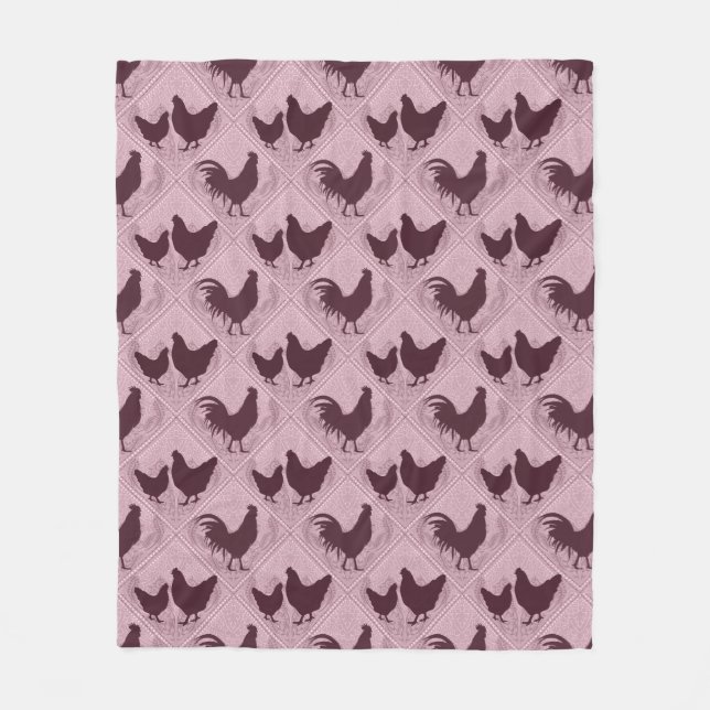 Rustic Farmhouse Hen Pattern – In Pink Fleecefilt (Framsidan)