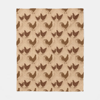 Rustic Farmhouse Hen Pattern – In Warm Brown Fleecefilt