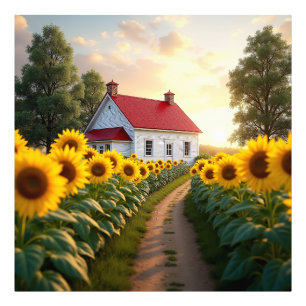 Rustic Farmhouse i Sunrise Fototryck