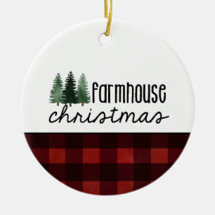 Rustic Farmhouse jul Red Play Photo Julgransprydnad Keramik