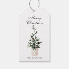 Rustic Farmhouse-julafton Träd Presentetikett