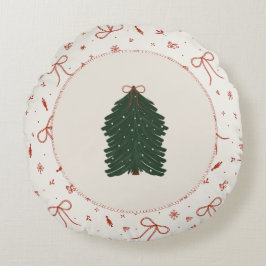 Rustic Farmhouse Julgran Rund Kudde