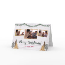 Rustic Farmhouse Julgranar 3-Photo Folded