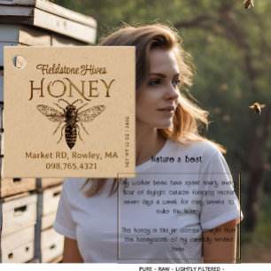 Rustic Farmhouse Kraft Honung Vintage Queen Bee Gåvor Etiketter