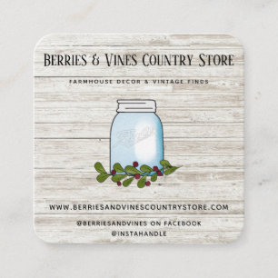Rustic Farmhouse Land Mason Burk Wood Fyrkantigt Visitkort