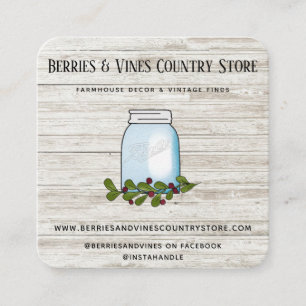 Rustic Farmhouse Land Mason Burk Wood Square Bu Fyrkantigt Visitkort