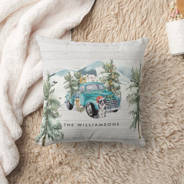 Rustic Farmhouse Lastbil | Familj Namn Pillow Kudde (Filt)