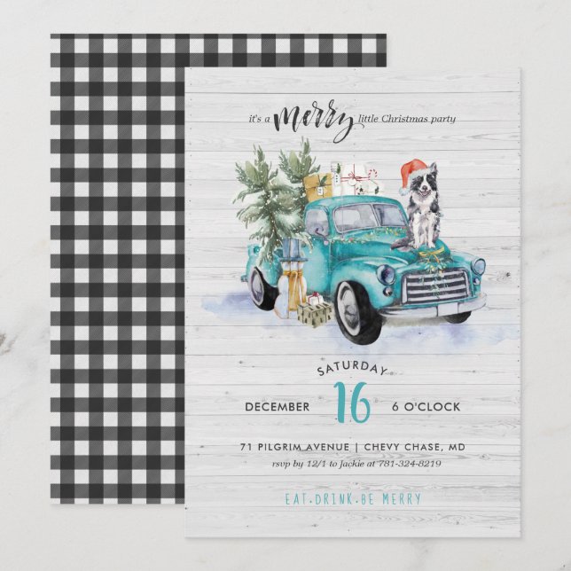 Rustic Farmhouse Lastbil | Juldagen Julfest Inbjudningar (Fram/baksida)