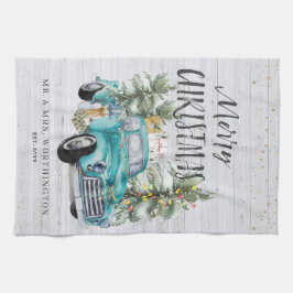 Rustic Farmhouse Lastbil | Monogram jul Tea Kökshandduk