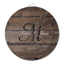 Rustic Farmhouse Monogram Script-familjen Namn Darttavla
