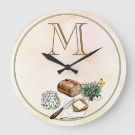 Rustic Farmhouse Örters & Bread Monogram Family Stor Klocka