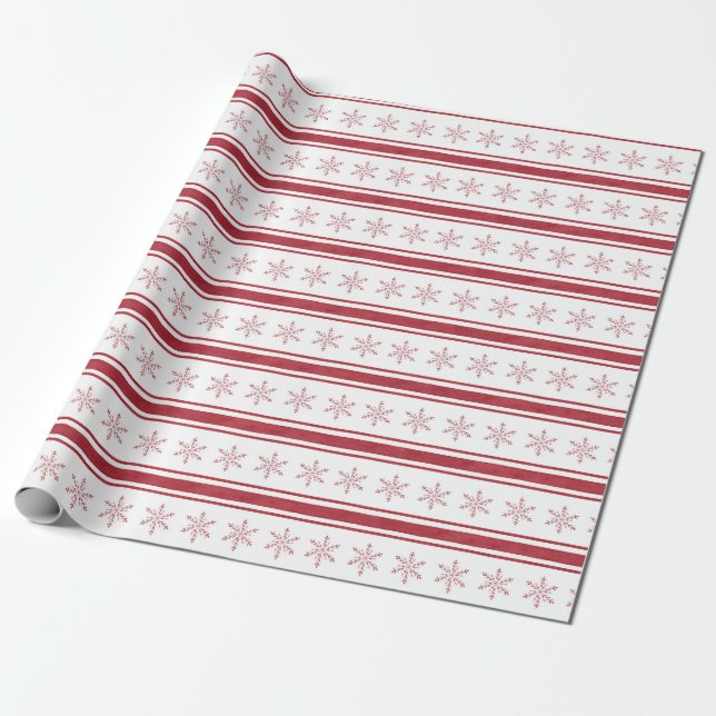 Rustic Farmhouse Red Fransk Ticking Rand Gift Presentpapper (Utrullad)