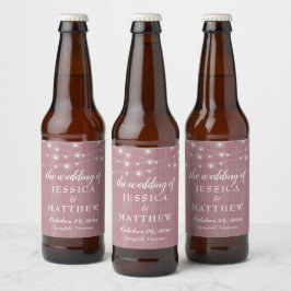 Rustic Farmhouse Rosa Ljus Ölflaska Etikett