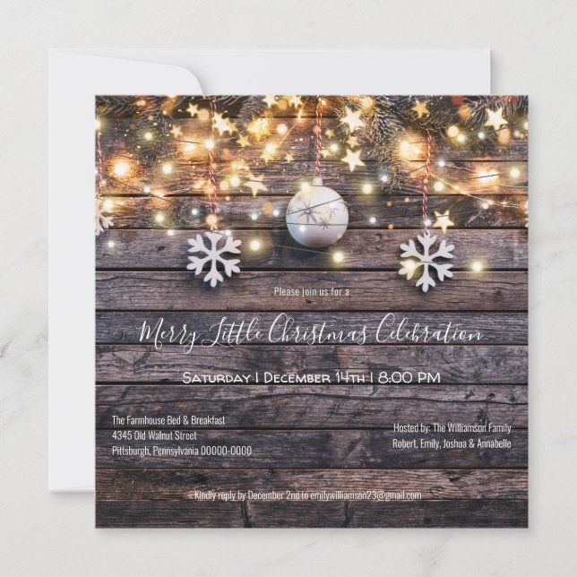 Rustic Farmhouse Rustic Wood Stars jul Party Julkort (Framsida)