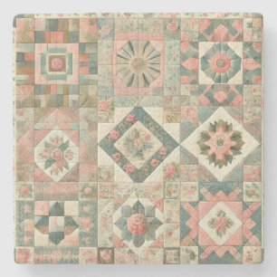 Rustic Farmhouse Sage Grönt Patchwork Wildblomma Stenunderlägg
